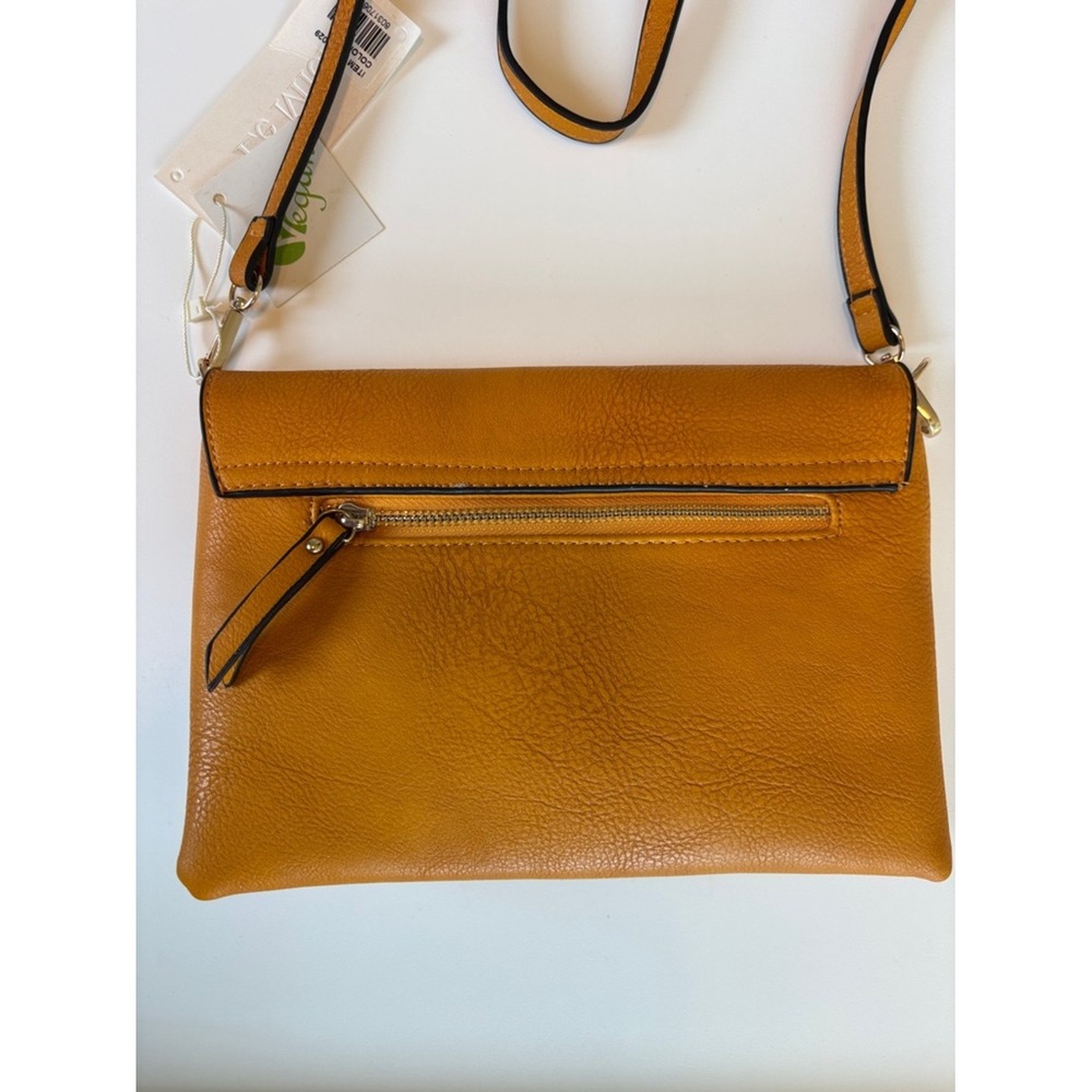 NEW Ochre Yellow Crossbody Bag Purse Vegan Leather Boho Casual Knot Consign - Picture 6 of 11